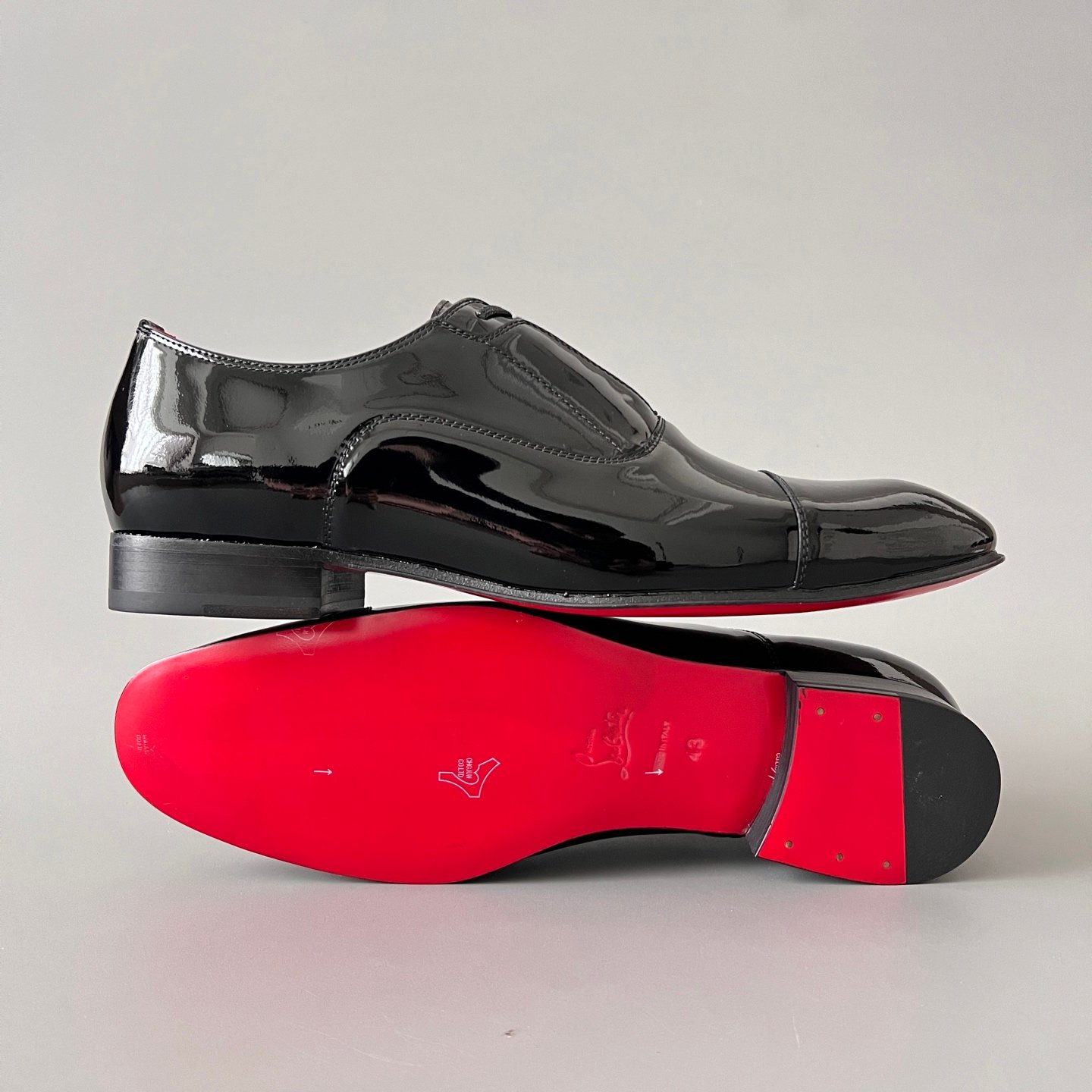 Aurora Custom Christian Louboutin Greggo "Black Patent & Signature Red Lining" Oxfords - Image 6