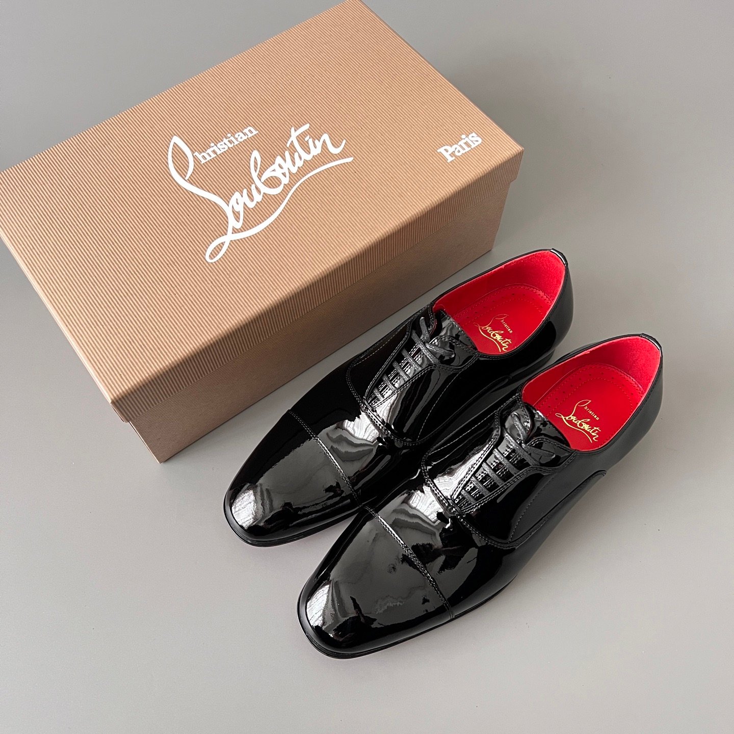 Aurora Custom Christian Louboutin Greggo "Black Patent & Signature Red Lining" Oxfords - Image 9