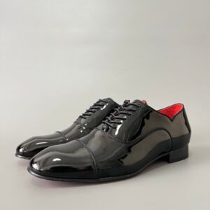 Aurora Custom Christian Louboutin Greggo "Black Patent & Red Lining" Oxfords