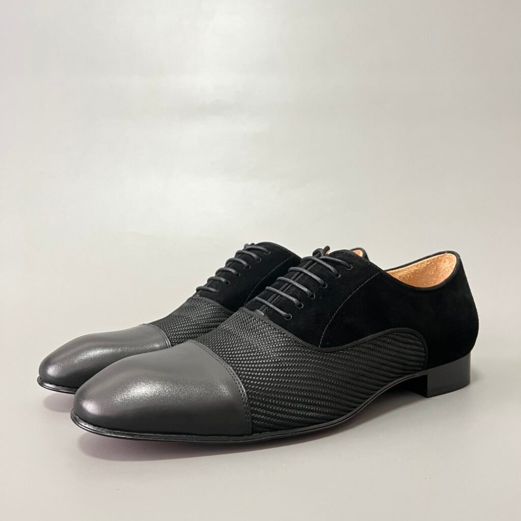 Aurora Custom Christian Louboutin Greggo "Triple Black Multi-Texture Hybrid" (Natural Lining)