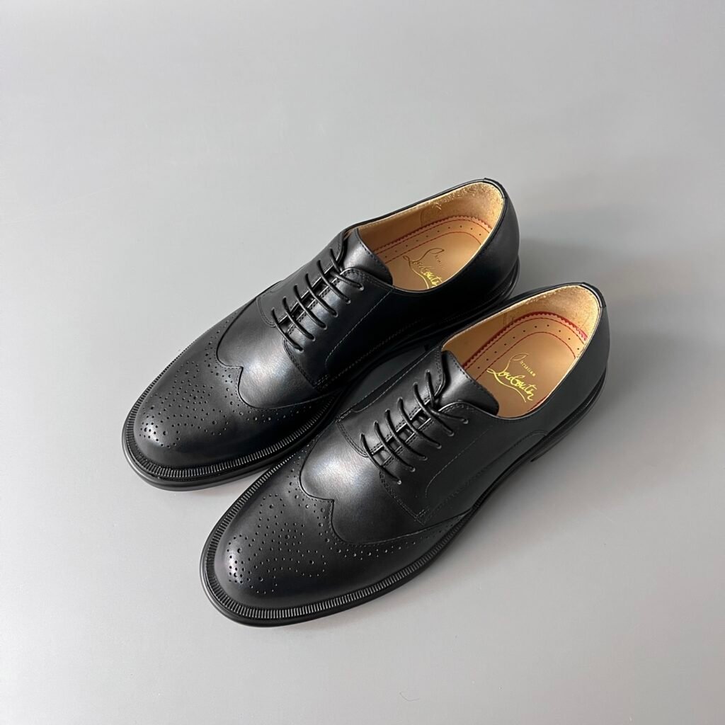 Aurora Custom Christian Louboutin "Our Georges" B Matte Black Brogue Derbies