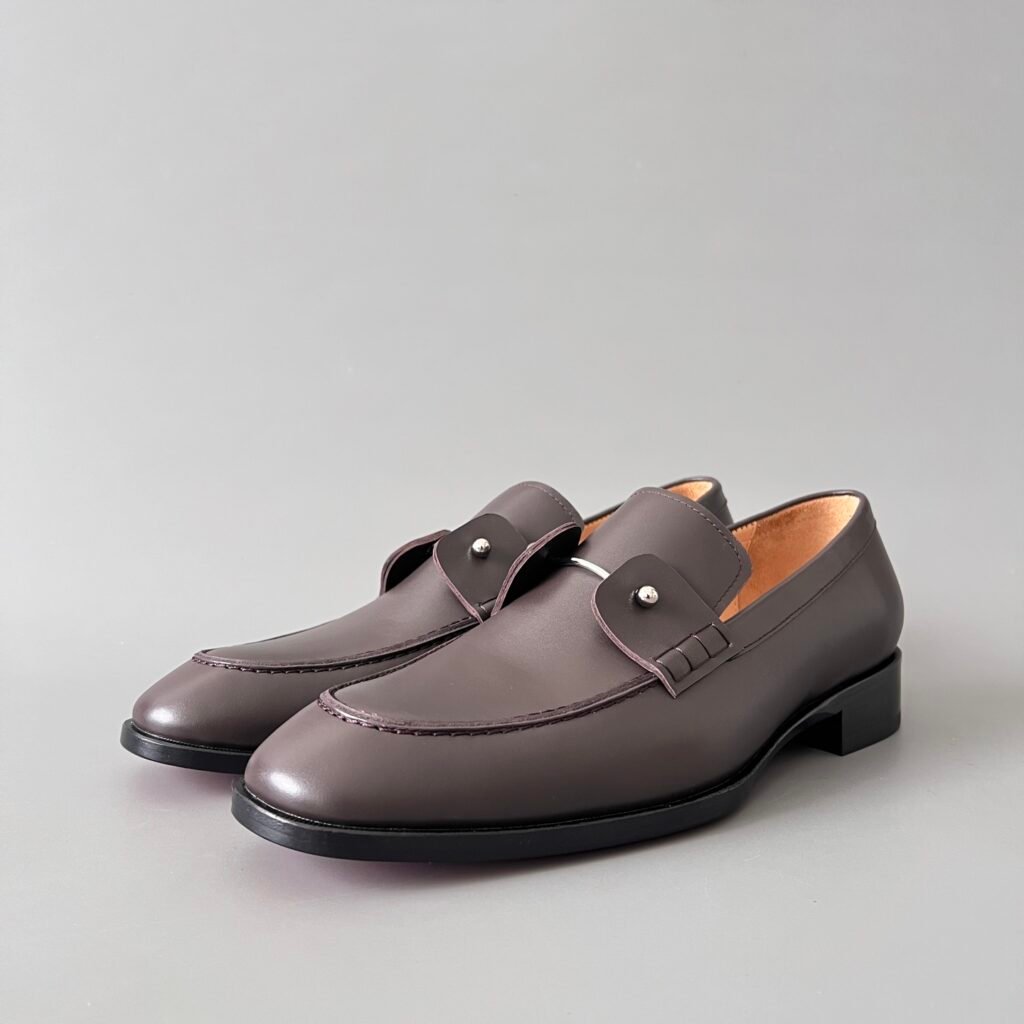 Aurora Custom Christian Louboutin "Our Georges" L Dark Brown Smooth Leather Loafers