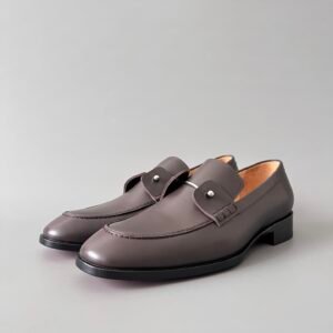 Aurora Custom Christian Louboutin "Our Georges" L Dark Brown Smooth Leather Loafers