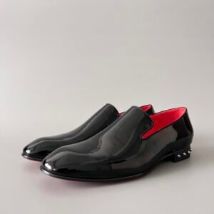 Aurora Custom Christian Louboutin Dandelion "Black Patent & Spiked Heel" (Red Interior Edition)