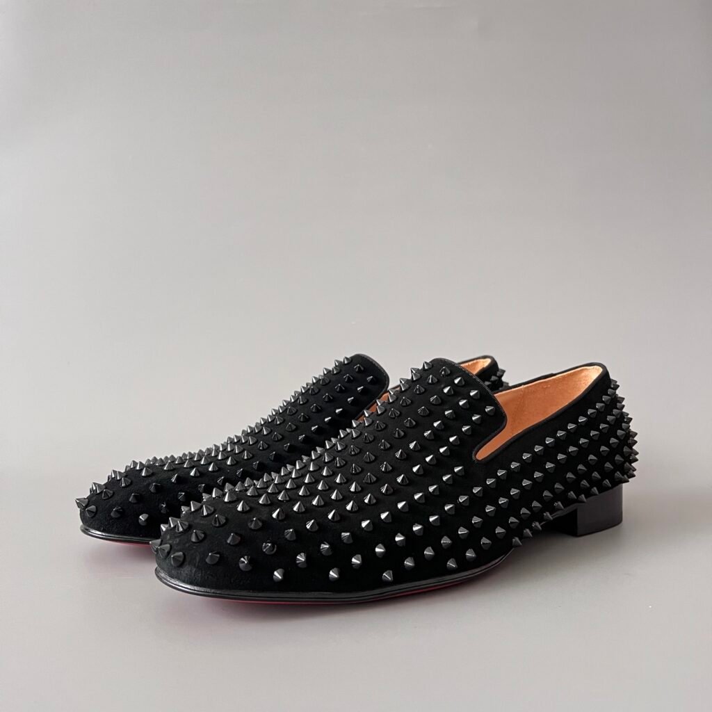 Aurora Custom Christian Louboutin Dandelion "Triple Black Suede" All-Over Spikes