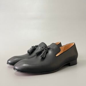 Aurora Custom Christian Louboutin Dandelion "Black Matte & Spiked Tassels" Loafers