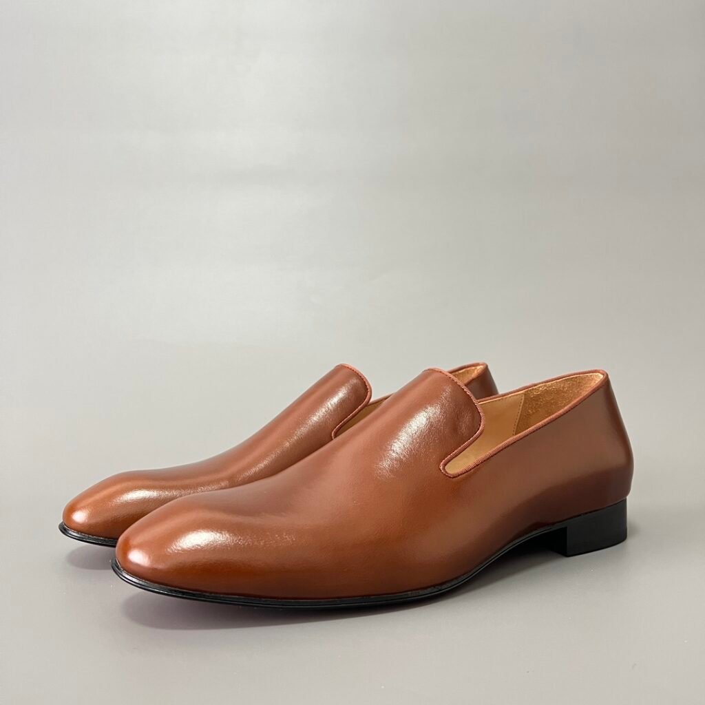 Aurora Custom Christian Louboutin Dandelion "Cognac" Smooth Leather Loafers
