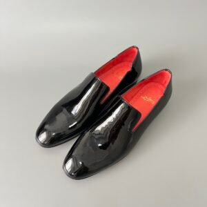 Aurora Custom Christian Louboutin Dandelion "Black Patent & Red Lining" Loafers