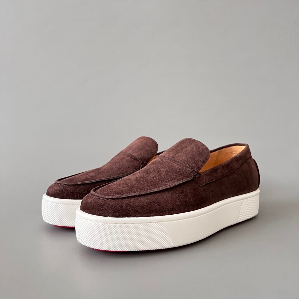 Aurora Custom Christian Louboutin "Paqueboat" Brown Suede Platform Loafers