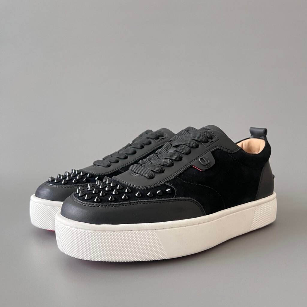 Aurora Custom Christian Louboutin Adolon Junior "Black Spikes" Platform Sneakers