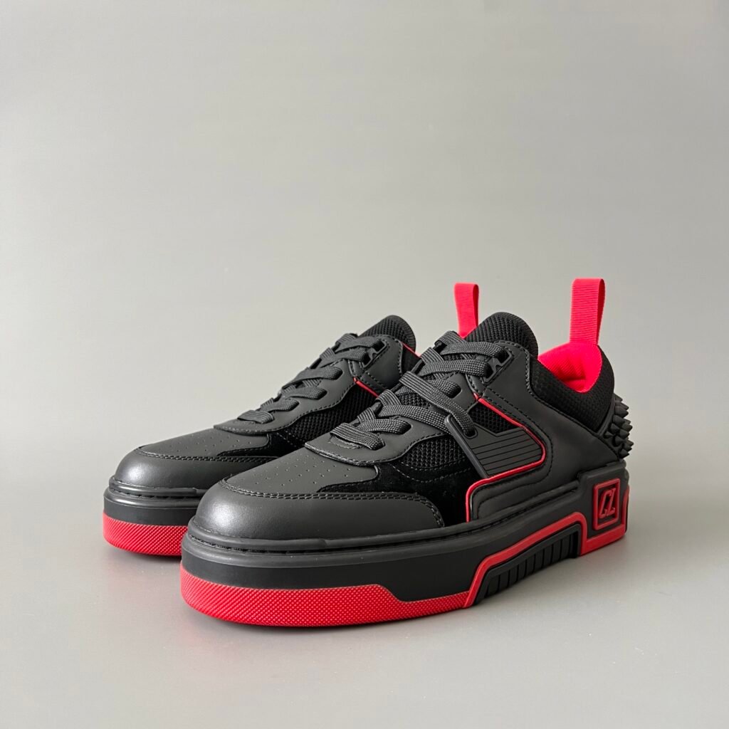 Aurora Custom Christian Louboutin Astroloubi "Black & Red" (Bred) Retro Sneakers