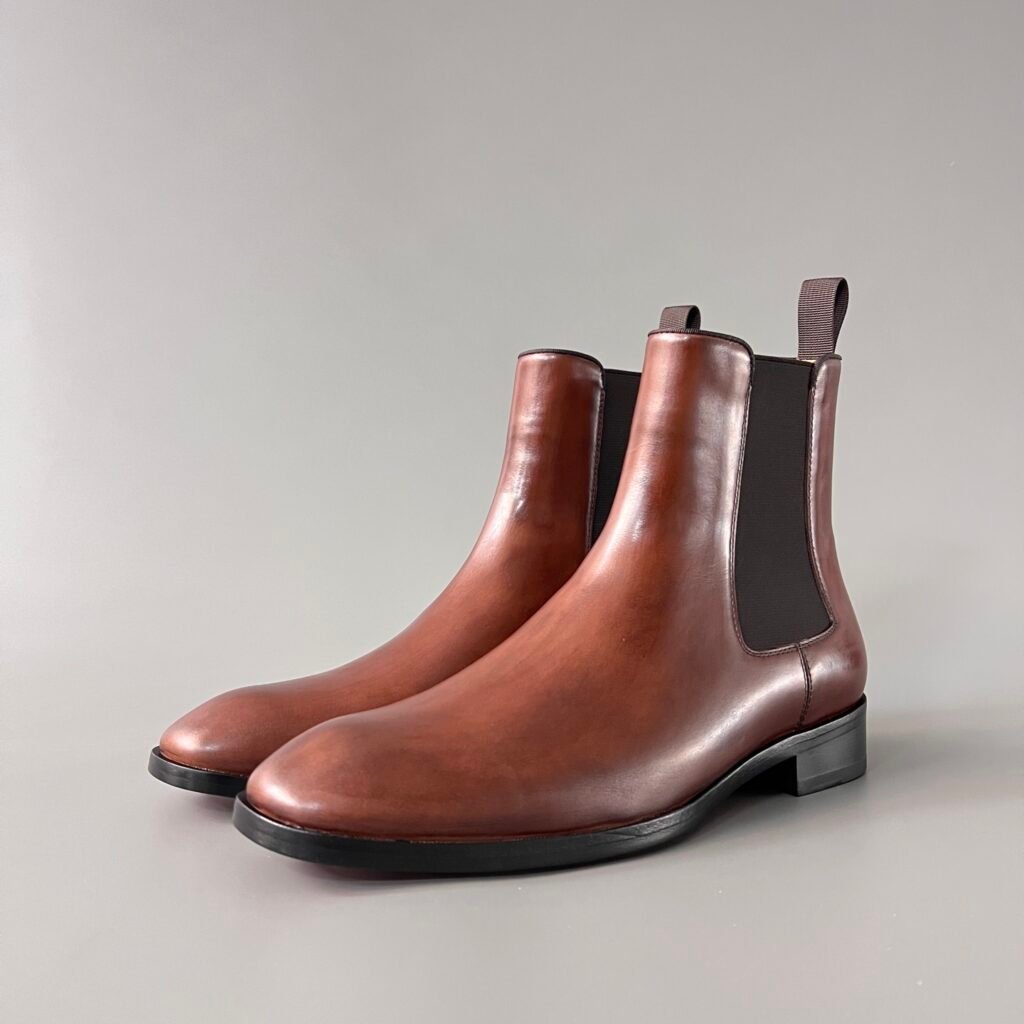 Aurora Custom Christian Louboutin Melon Chelsea Boots in Cognac Calfskin