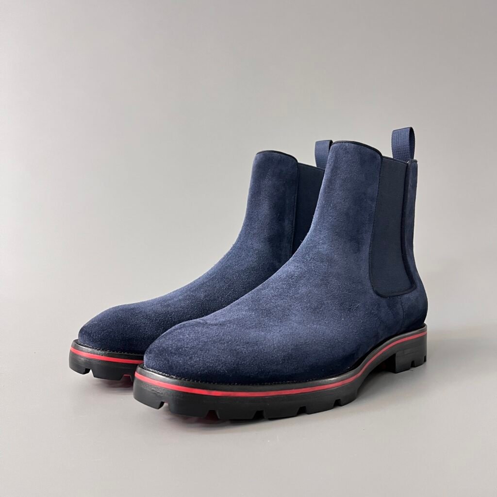 Aurora Custom Christian Louboutin Melon Flat "Navy Suede & Rugged Sole"