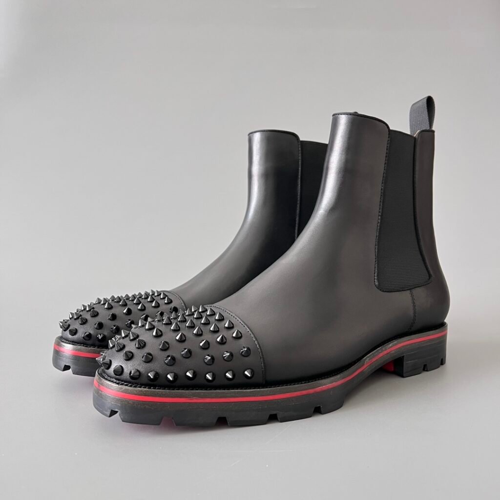 Aurora Custom Christian Louboutin Melon Spikes Flat "Black on Black" Rugged Edition