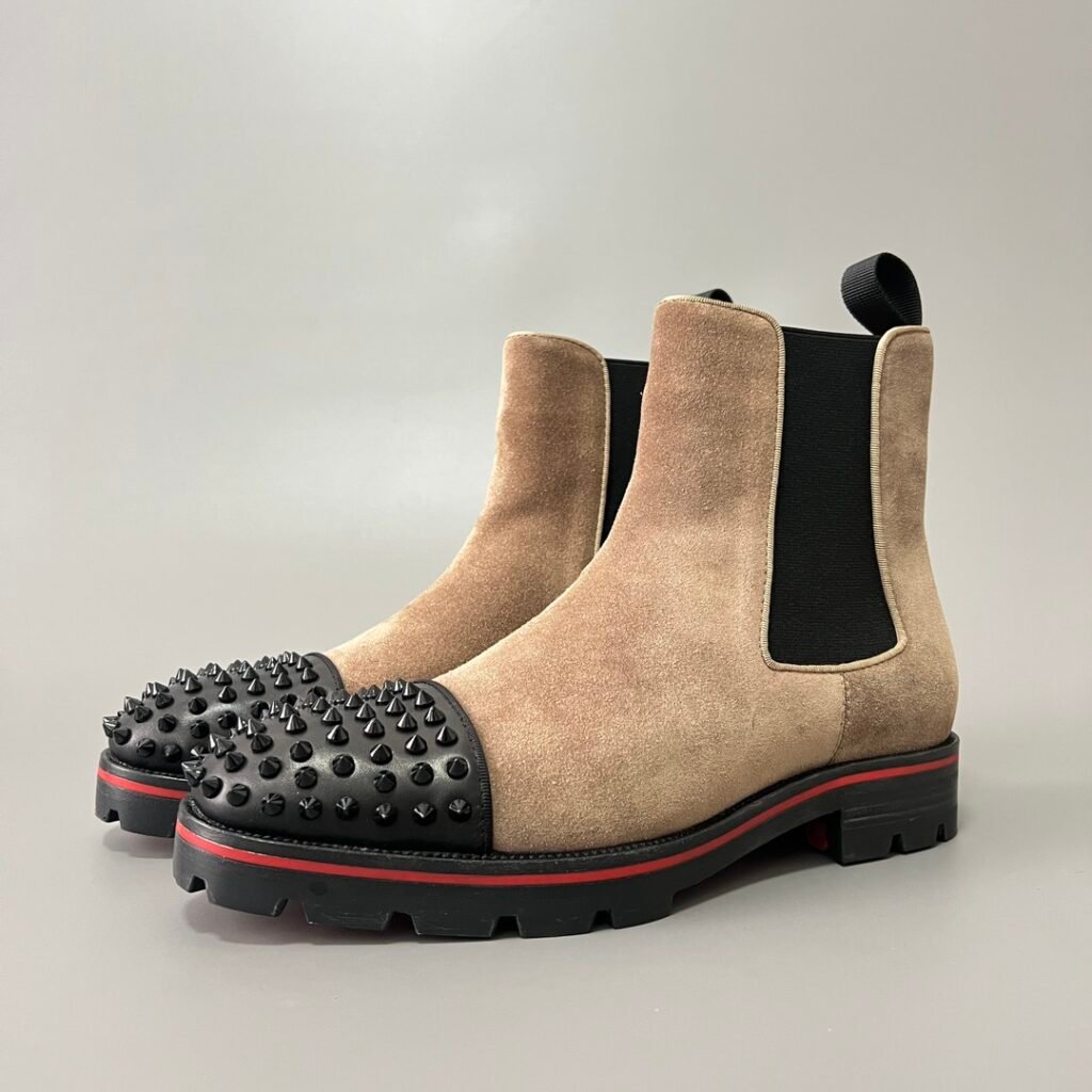 Aurora Custom Christian Louboutin Melon Spikes Flat "Sand & Black" Rugged Edition