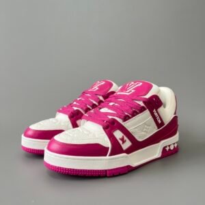 Aurora Custom Louis Vuitton Trainer Sneaker "White/Fuchsia" (1:1 Deconstructed)