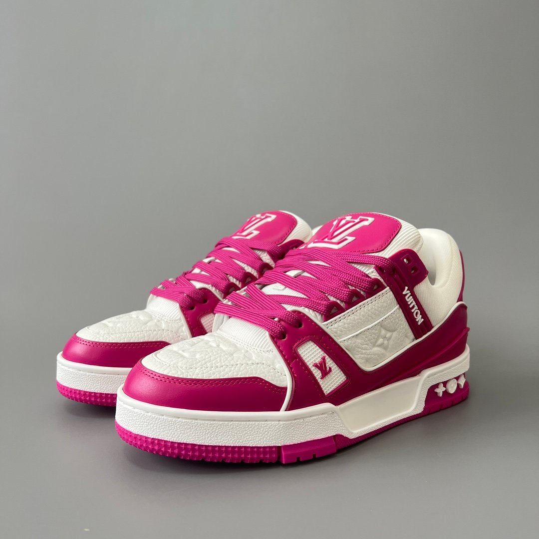 Aurora Custom Louis Vuitton Trainer Sneaker "White/Fuchsia" (1:1 Deconstructed)
