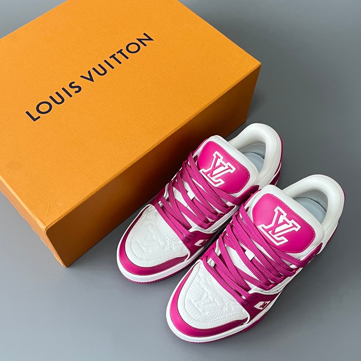 Aurora Custom Louis Vuitton Trainer Sneaker "White/Fuchsia" (1:1 Deconstructed) - Image 9