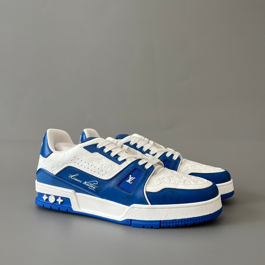 Aurora Custom Louis Vuitton Trainer Sneaker "White/Blue Denim" (1:1 Deconstructed) - Image 3