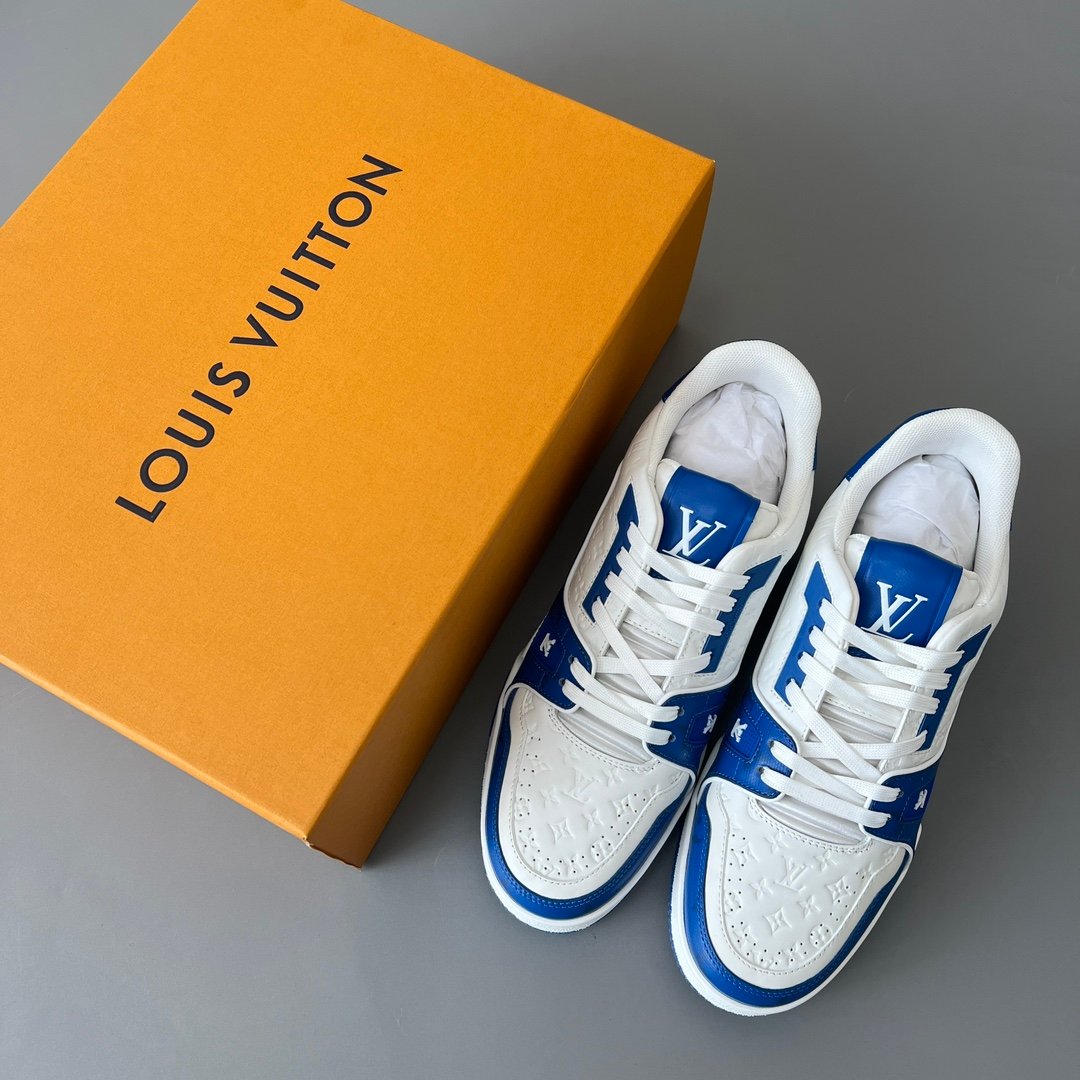 Aurora Custom Louis Vuitton Trainer Sneaker "White/Blue Denim" (1:1 Deconstructed) - Image 9