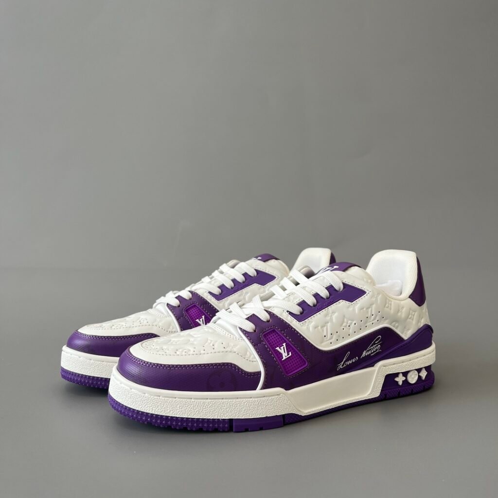 Aurora Custom Louis Vuitton Trainer Sneaker "White/Purple Denim" (1:1 Deconstructed)