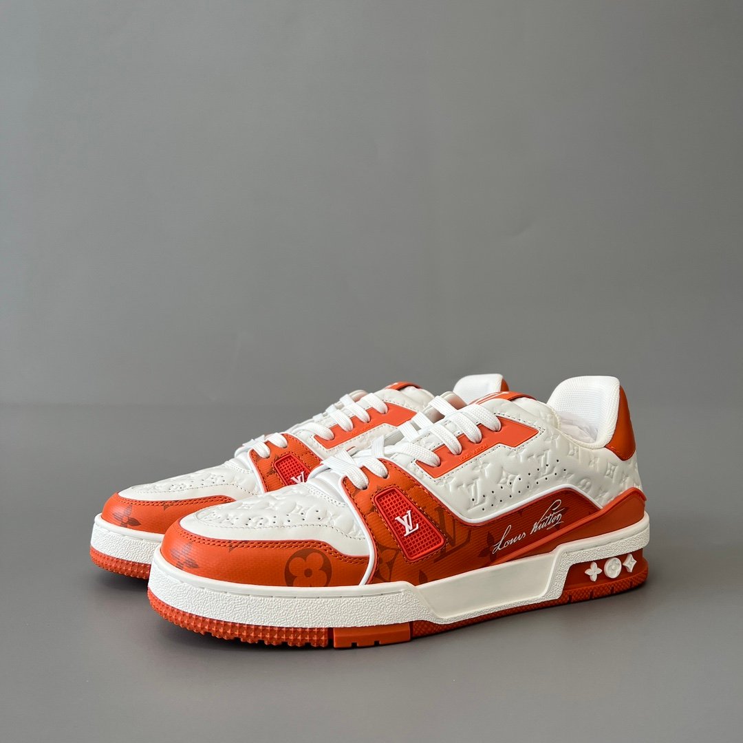 Aurora Custom Louis Vuitton Trainer Sneaker "White/Orange Monogram" (1:1 Deconstructed)