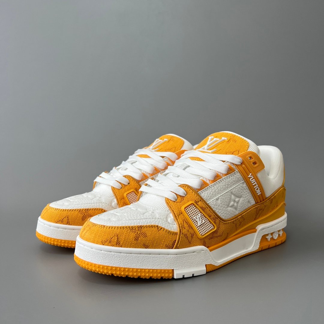 Aurora Custom Louis Vuitton Trainer Sneaker "White/Yellow Denim" (1:1 Deconstructed)