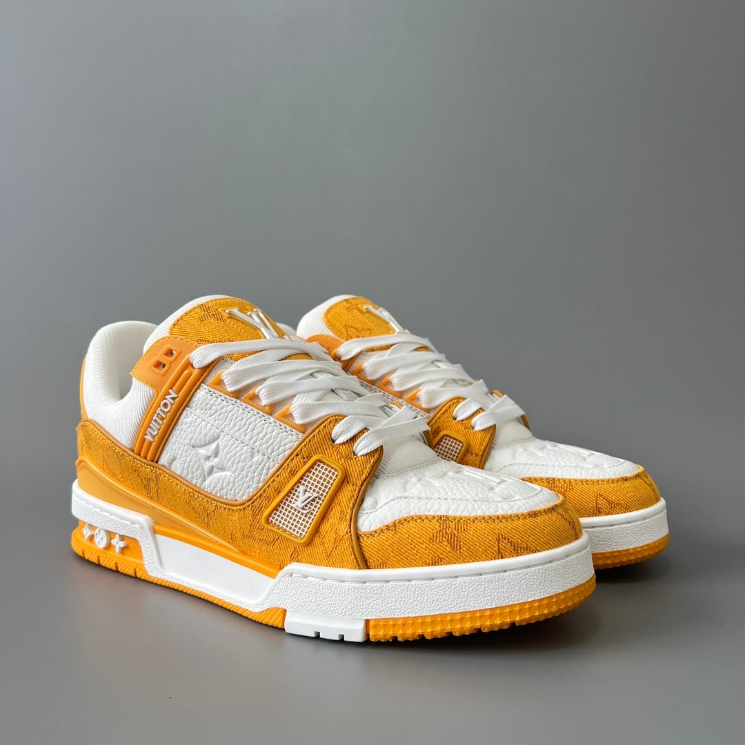 Aurora Custom Louis Vuitton Trainer Sneaker "White/Yellow Denim" (1:1 Deconstructed) - Image 3