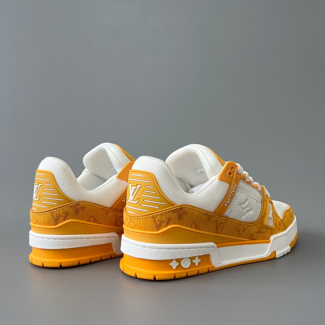 Aurora Custom Louis Vuitton Trainer Sneaker "White/Yellow Denim" (1:1 Deconstructed) - Image 4
