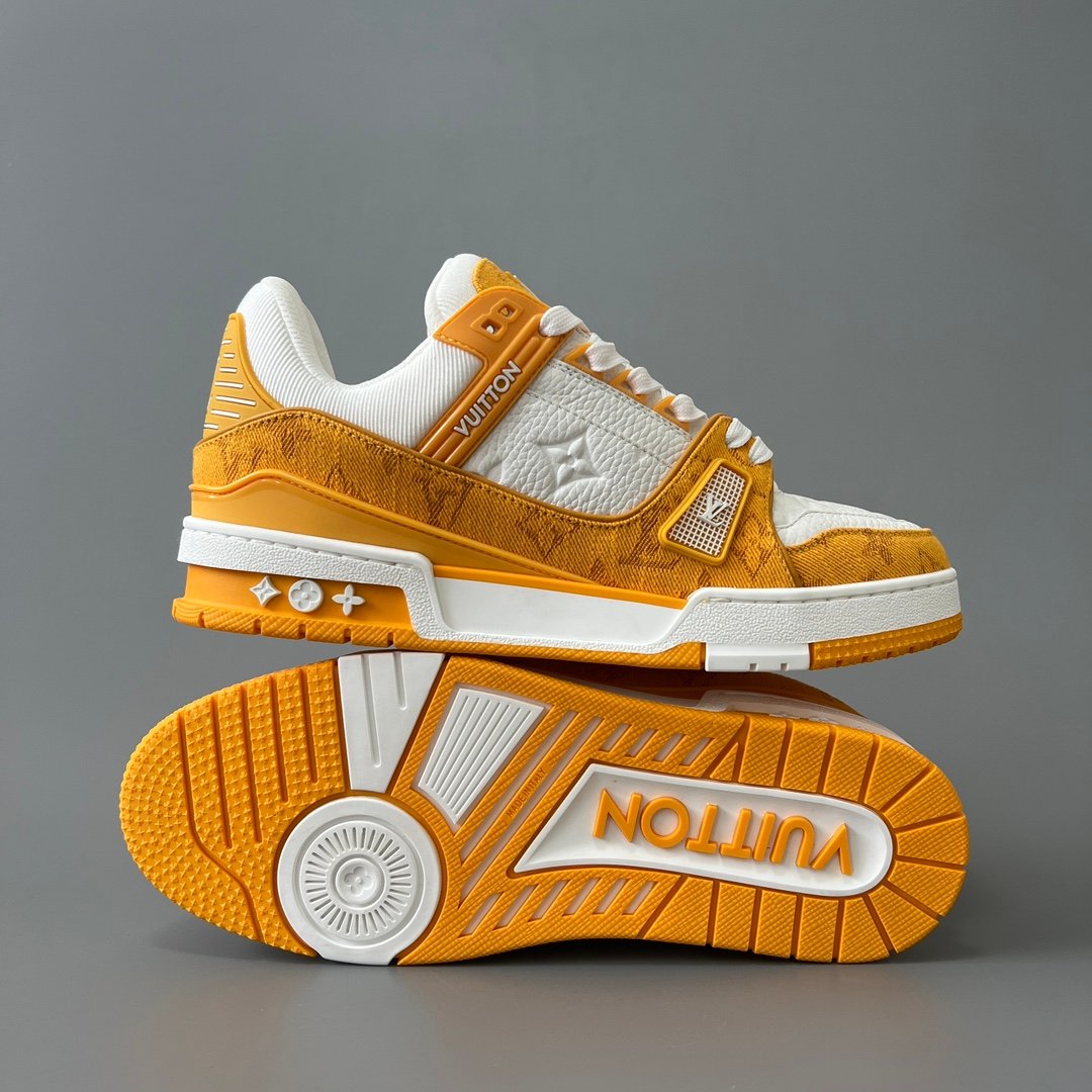 Aurora Custom Louis Vuitton Trainer Sneaker "White/Yellow Denim" (1:1 Deconstructed) - Image 6