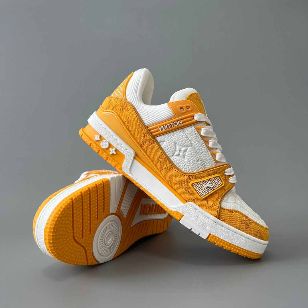 Aurora Custom Louis Vuitton Trainer Sneaker "White/Yellow Denim" (1:1 Deconstructed) - Image 7