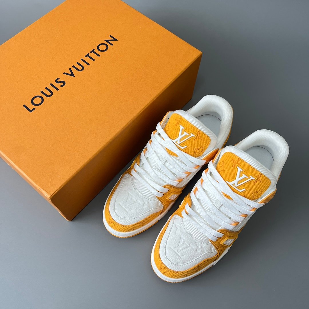 Aurora Custom Louis Vuitton Trainer Sneaker "White/Yellow Denim" (1:1 Deconstructed) - Image 9