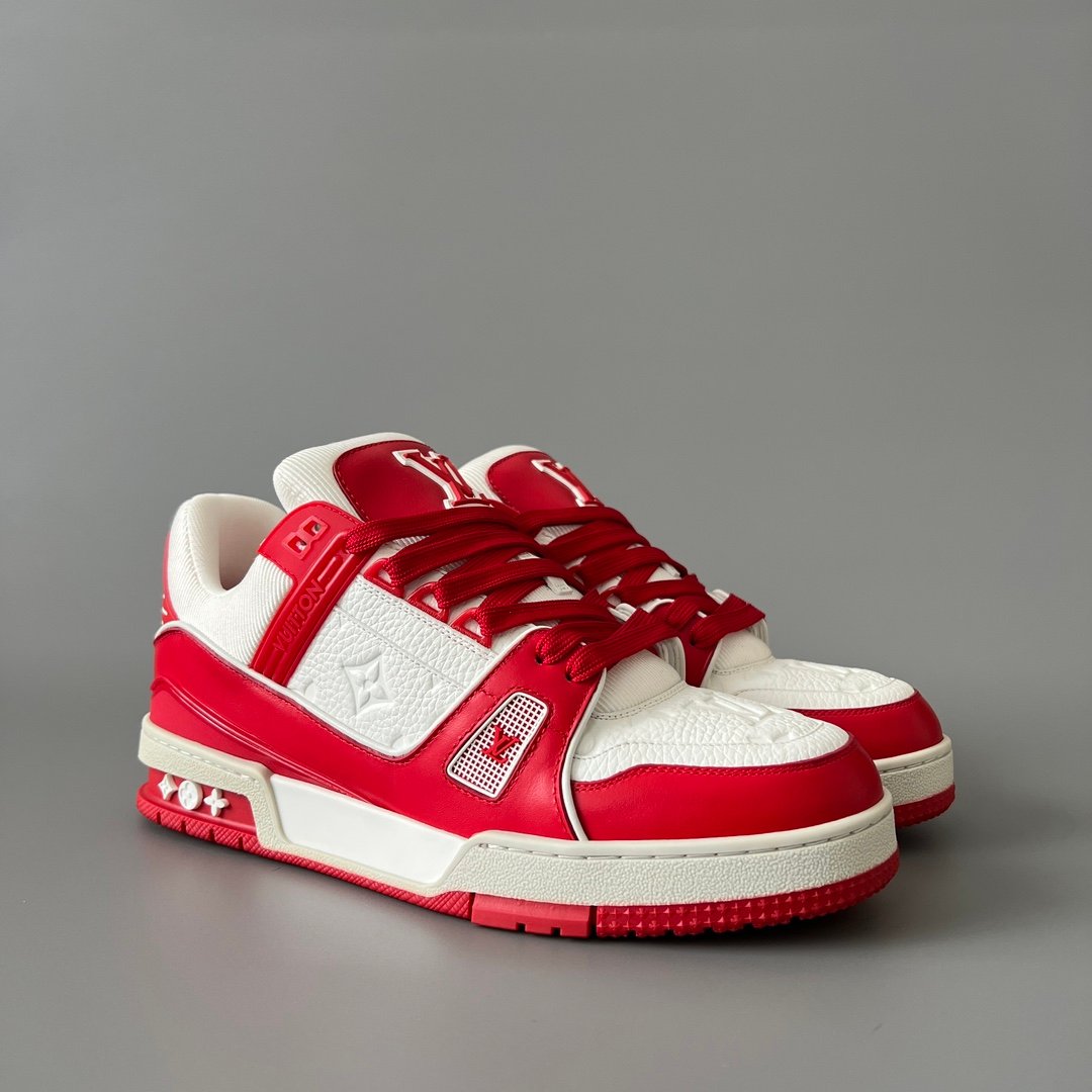 Aurora Custom Louis Vuitton Trainer Sneaker "White/Red" (1:1 Deconstructed / Unisex) - Image 3