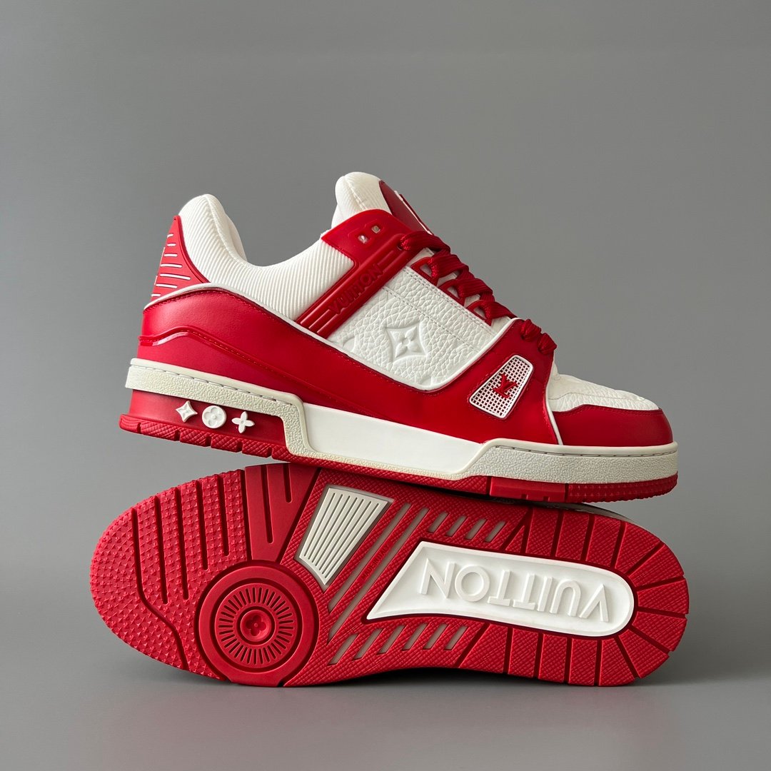 Aurora Custom Louis Vuitton Trainer Sneaker "White/Red" (1:1 Deconstructed / Unisex) - Image 6