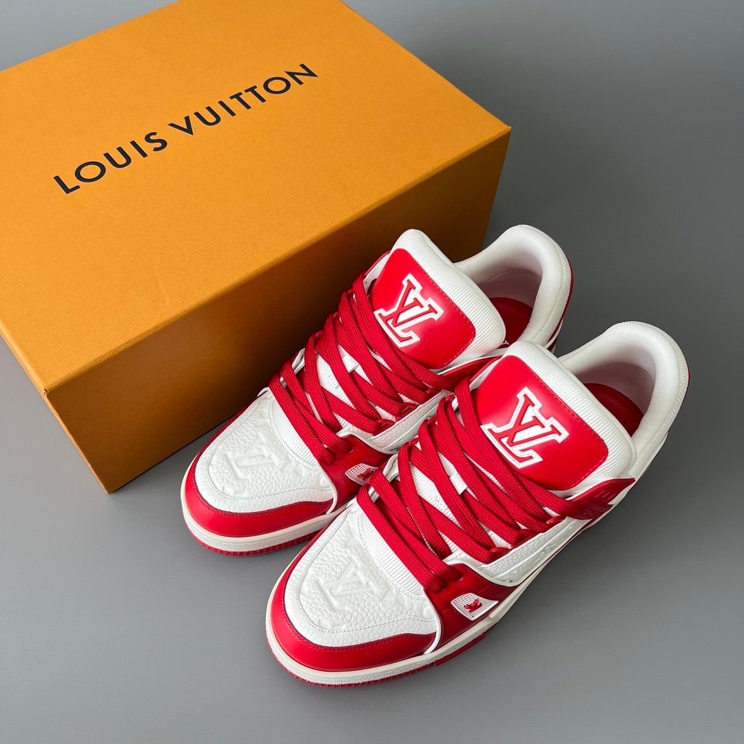 Aurora Custom Louis Vuitton Trainer Sneaker "White/Red" (1:1 Deconstructed / Unisex) - Image 9