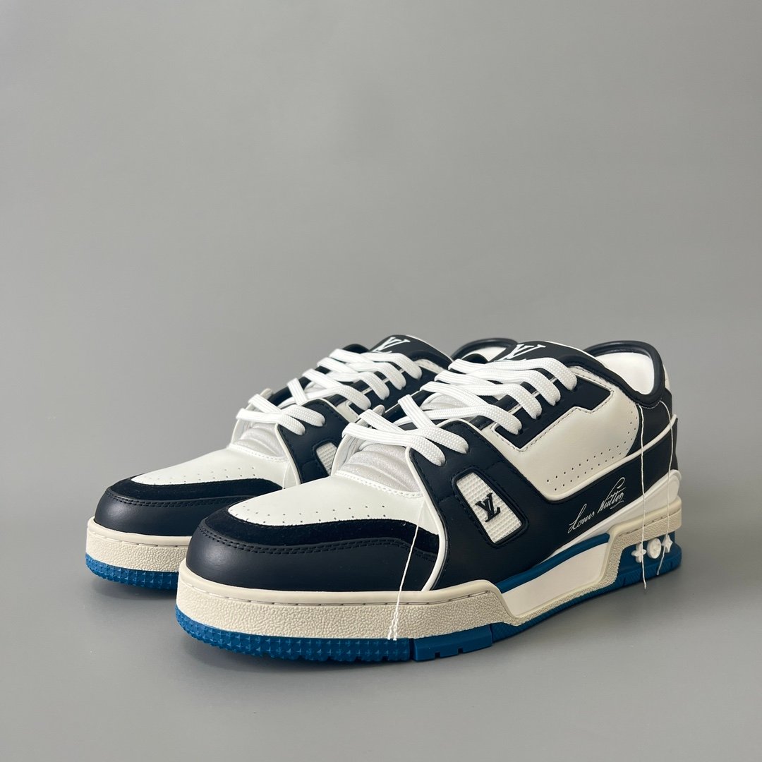 Aurora Custom Louis Vuitton Trainer Sneaker "White/Black/Blue" (1:1 Deconstructed)