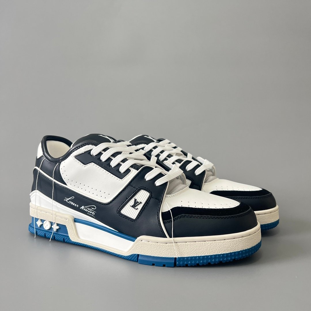 Aurora Custom Louis Vuitton Trainer Sneaker "White/Black/Blue" (1:1 Deconstructed) - Image 3