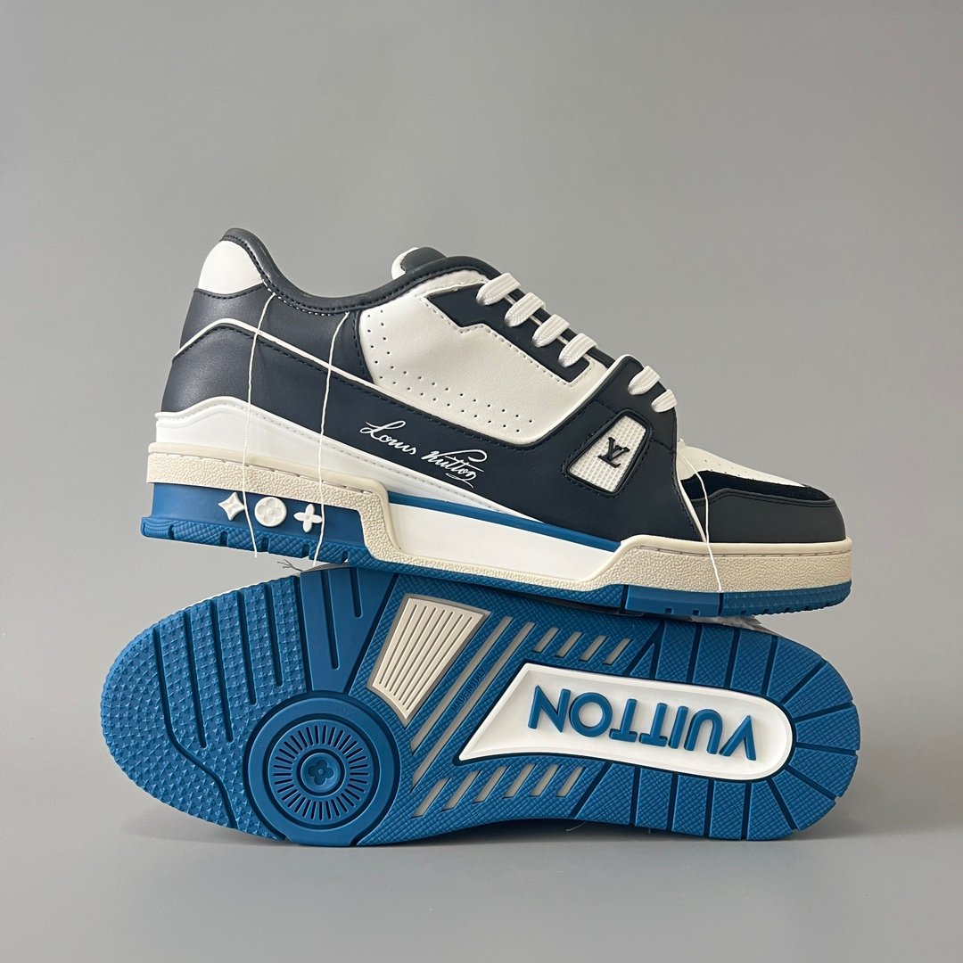 Aurora Custom Louis Vuitton Trainer Sneaker "White/Black/Blue" (1:1 Deconstructed) - Image 6