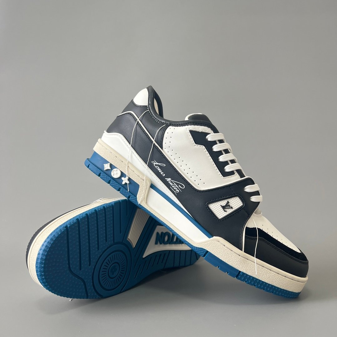 Aurora Custom Louis Vuitton Trainer Sneaker "White/Black/Blue" (1:1 Deconstructed) - Image 7