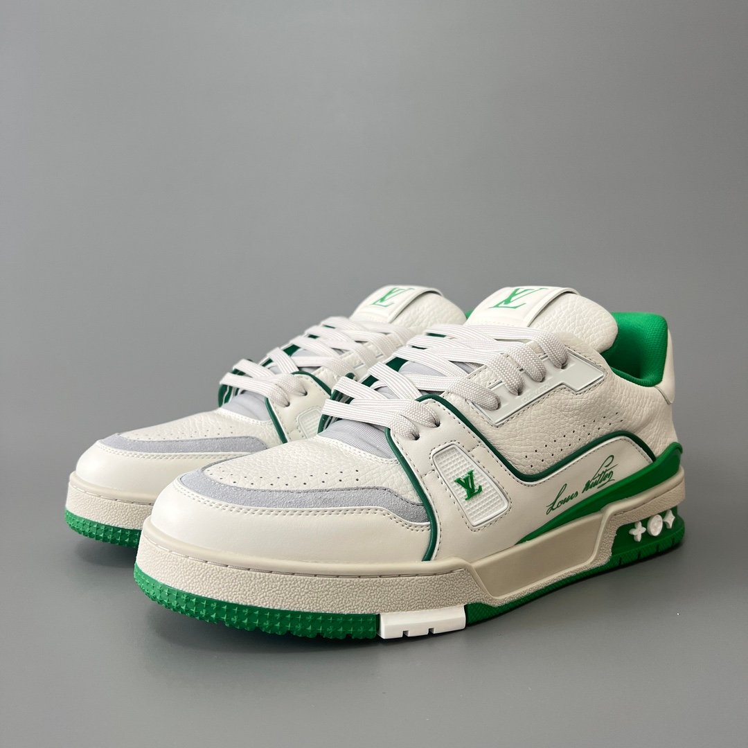 Aurora Custom Louis Vuitton Trainer Sneaker "White/Green" (1:1 Deconstructed)