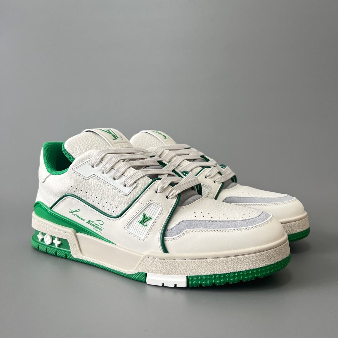 Aurora Custom Louis Vuitton Trainer Sneaker "White/Green" (1:1 Deconstructed) - Image 3