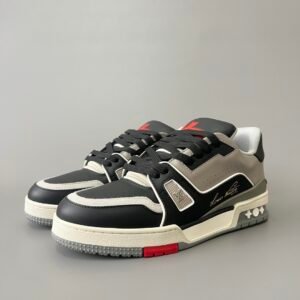 Aurora Custom Louis Vuitton Trainer Sneaker "Black/Grey/Red" (1:1 Deconstructed)