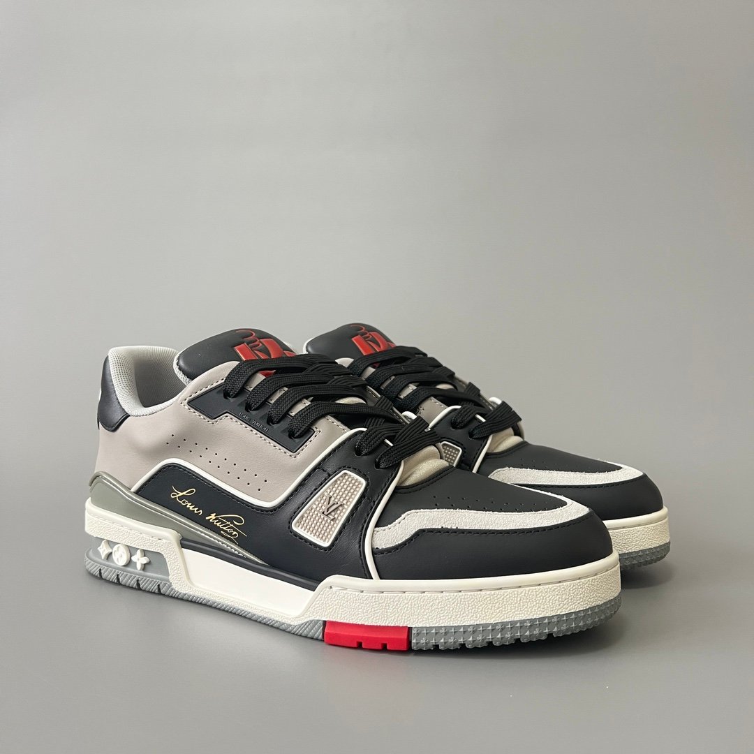 Aurora Custom Louis Vuitton Trainer Sneaker "Black/Grey/Red" (1:1 Deconstructed) - Image 3