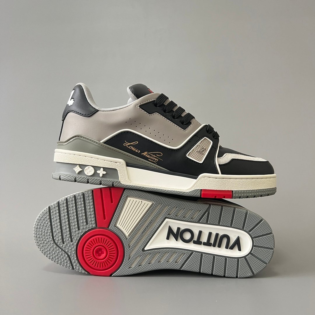 Aurora Custom Louis Vuitton Trainer Sneaker "Black/Grey/Red" (1:1 Deconstructed) - Image 6
