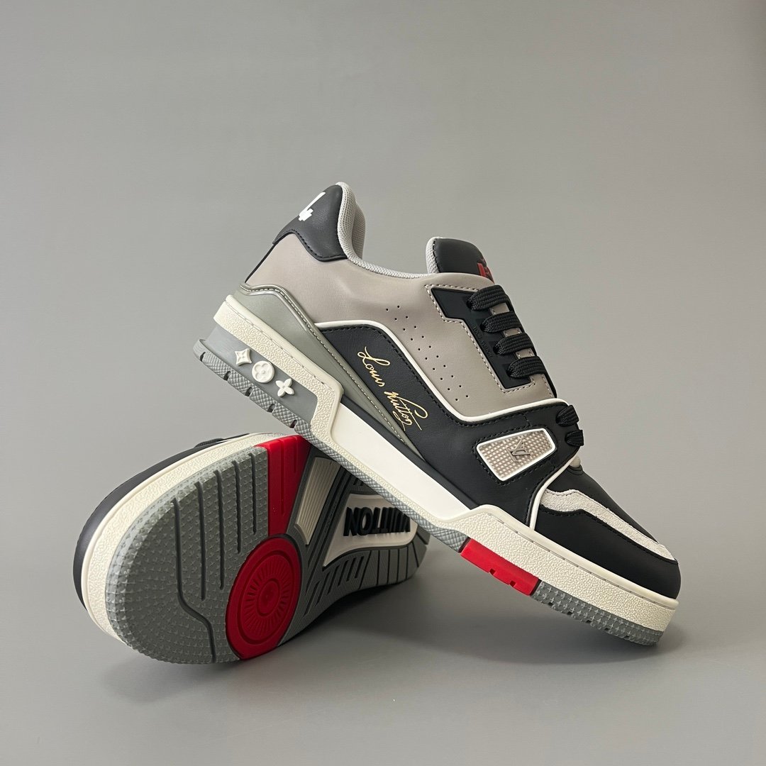 Aurora Custom Louis Vuitton Trainer Sneaker "Black/Grey/Red" (1:1 Deconstructed) - Image 7