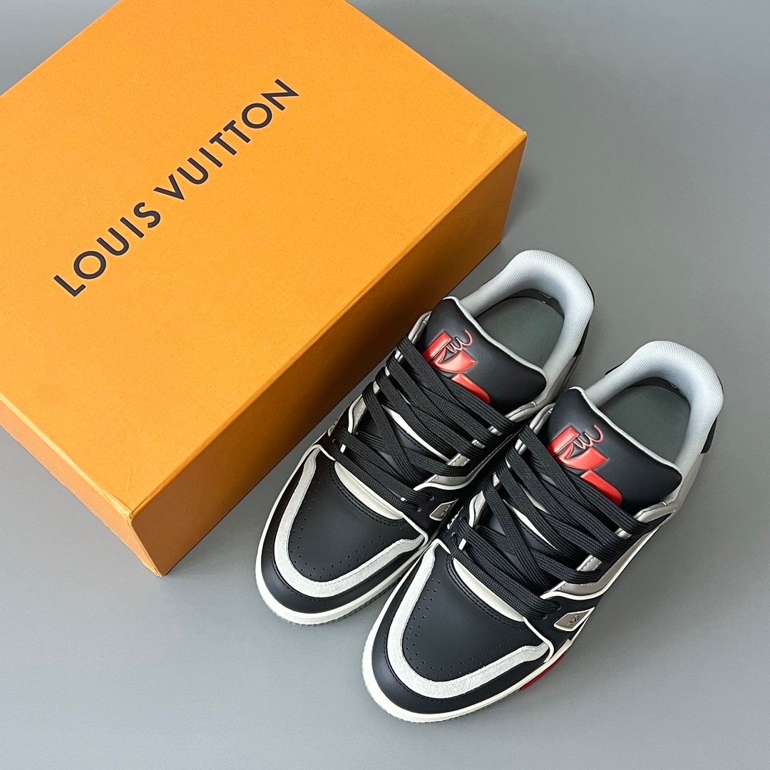 Aurora Custom Louis Vuitton Trainer Sneaker "Black/Grey/Red" (1:1 Deconstructed) - Image 9