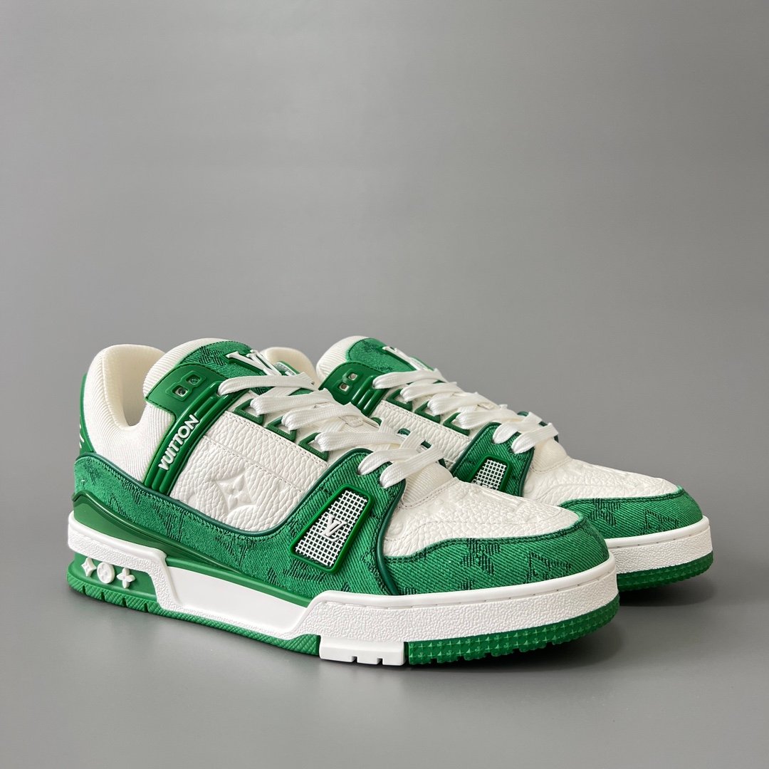 Aurora Custom Louis Vuitton Trainer "White/Green Denim" (1:1 Deconstructed / Unisex) - Image 3
