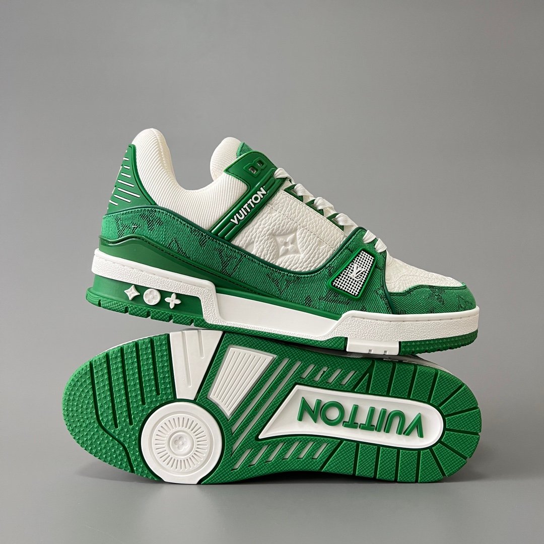 Aurora Custom Louis Vuitton Trainer "White/Green Denim" (1:1 Deconstructed / Unisex) - Image 6