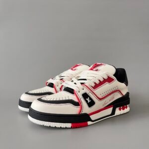 Aurora Custom Louis Vuitton Trainer "Red Studded Noir" (1:1 Deconstructed)