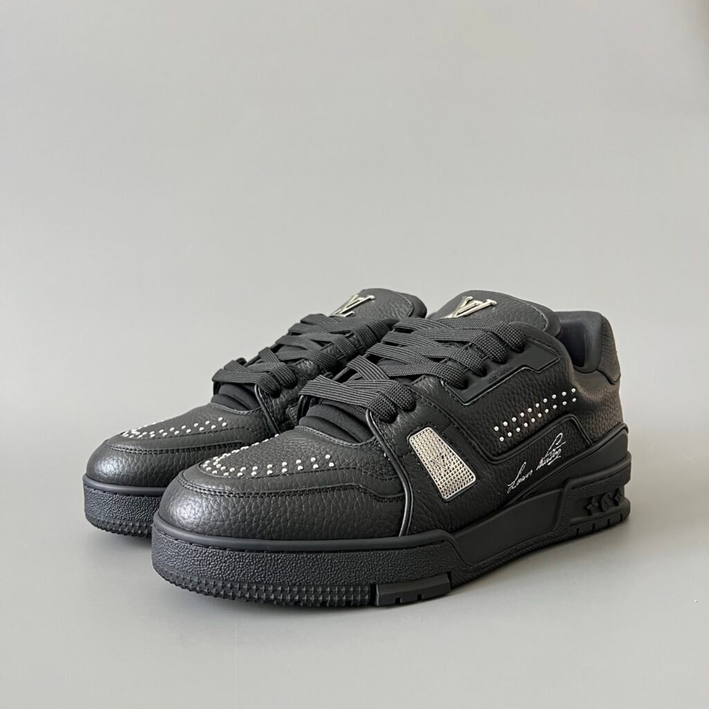 Aurora Custom Louis Vuitton Trainer "Black Noir Studded" (1:1 Deconstructed)